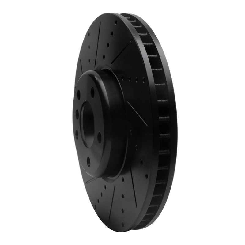 BMW 535i GT Brake Rotor (1) - Right Front - R1 Concepts - Drilled & Slotted - Black - `10-`18